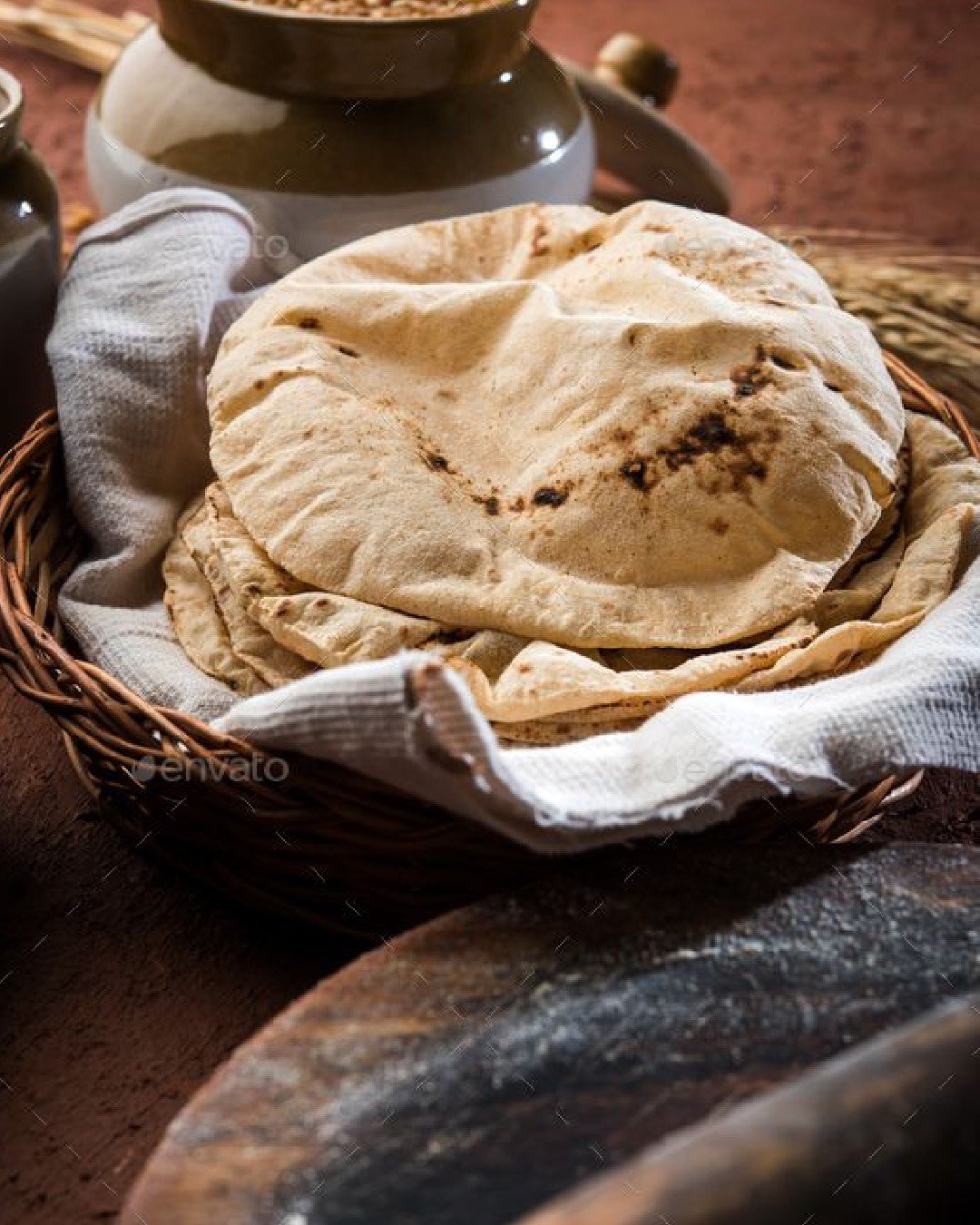 photo of Chappati bread with wheat grains